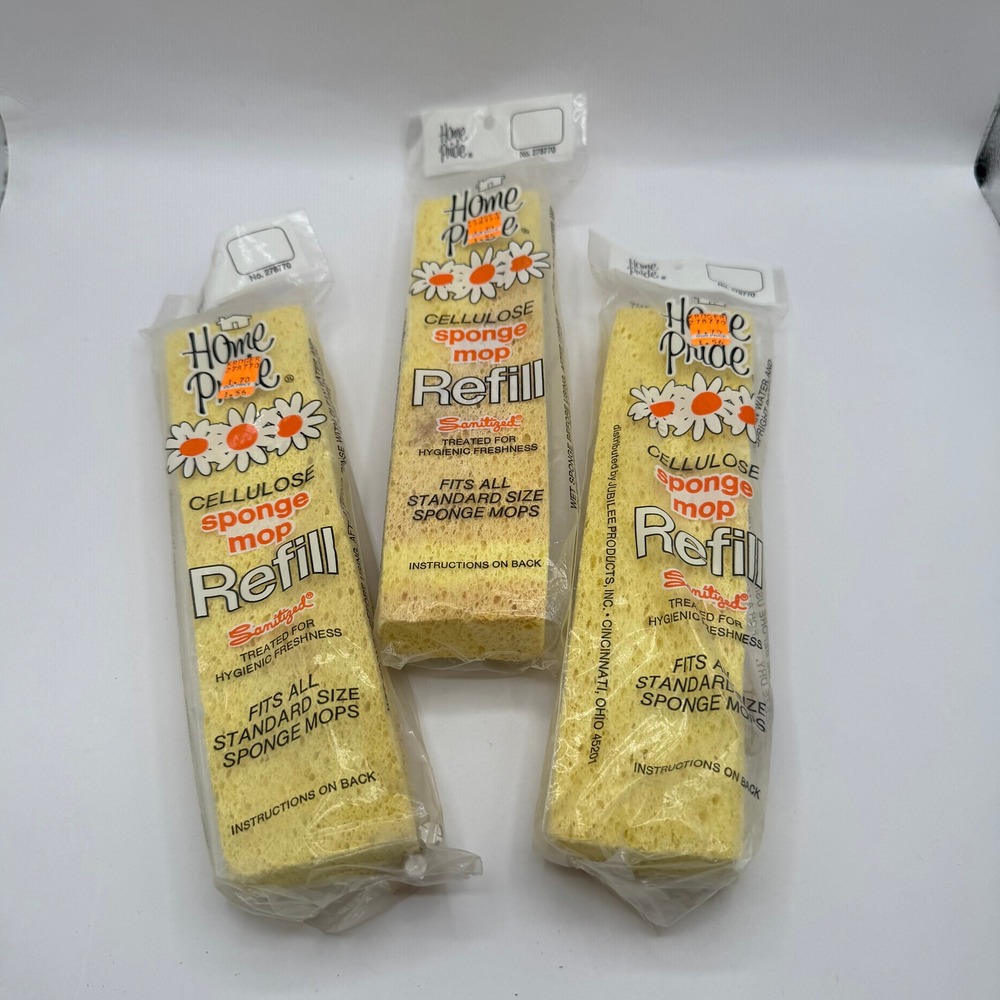 Home Pride Sponge Butterfly Mop Refill 9 Inch Yellow Cellulose 3 Pack No. 278770
